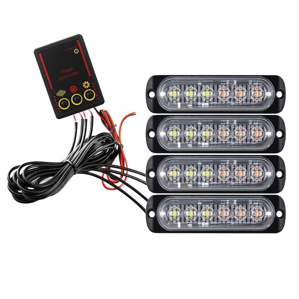 Éclairage de Calandre avant LED 12V/24V avec Lumières Stroboscopiques d'Alerte - Lampe de Signalisation Jaune et Blanche BLACKBEARD OUTDOOR INDUSTRIES