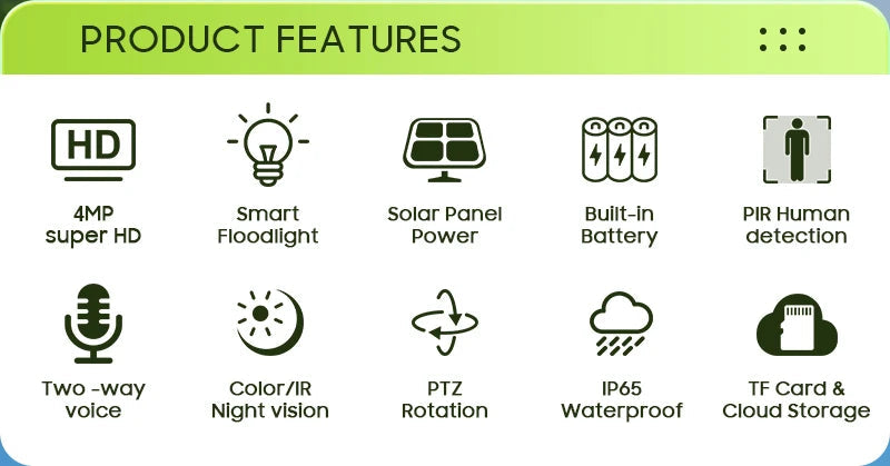 Caméra de Surveillance Solaire 4MP SHIWOJIA – 4G / WiFi | Batterie 7500mAh | PTZ 360° | Vision Nocturne Couleur | Audio Bidirectionnel | Étanche IP65 Ma boutique
