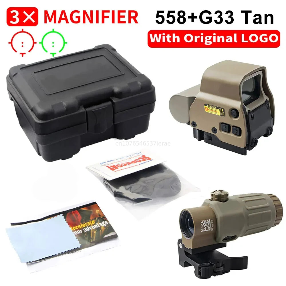 Viseur Holographique 558 avec Magnificateur G33/G43 3X ou G45 5X – Lunette Tactique pour Rail 20 mm – Airsoft, Chasse, Tir Ma boutique