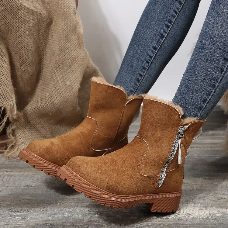 Bottes d'Hiver Femme 2024 - Bottes de Neige à Fourrure, Mi-Mollet, Imperméables et Chaudes, Bottes de Randonnée Extérieures pour Femme - BLACKBEARD OUTDOOR INDUSTRIES