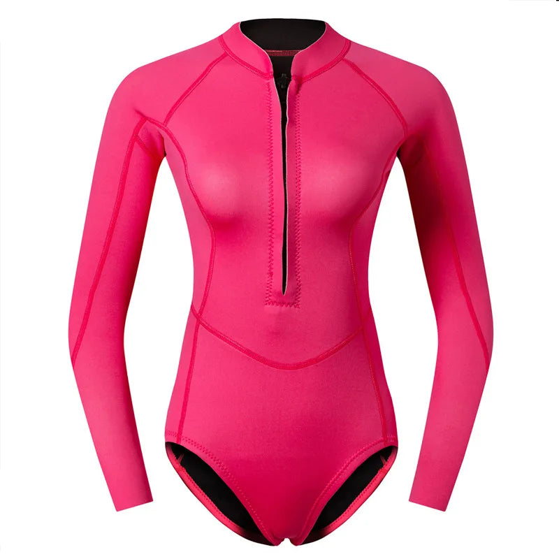 Combinaison Femme Néoprène 2 mm – Manches Longues Rose, Surf, Plongée, Snorkeling - BLACKBEARD OUTDOOR INDUSTRIES