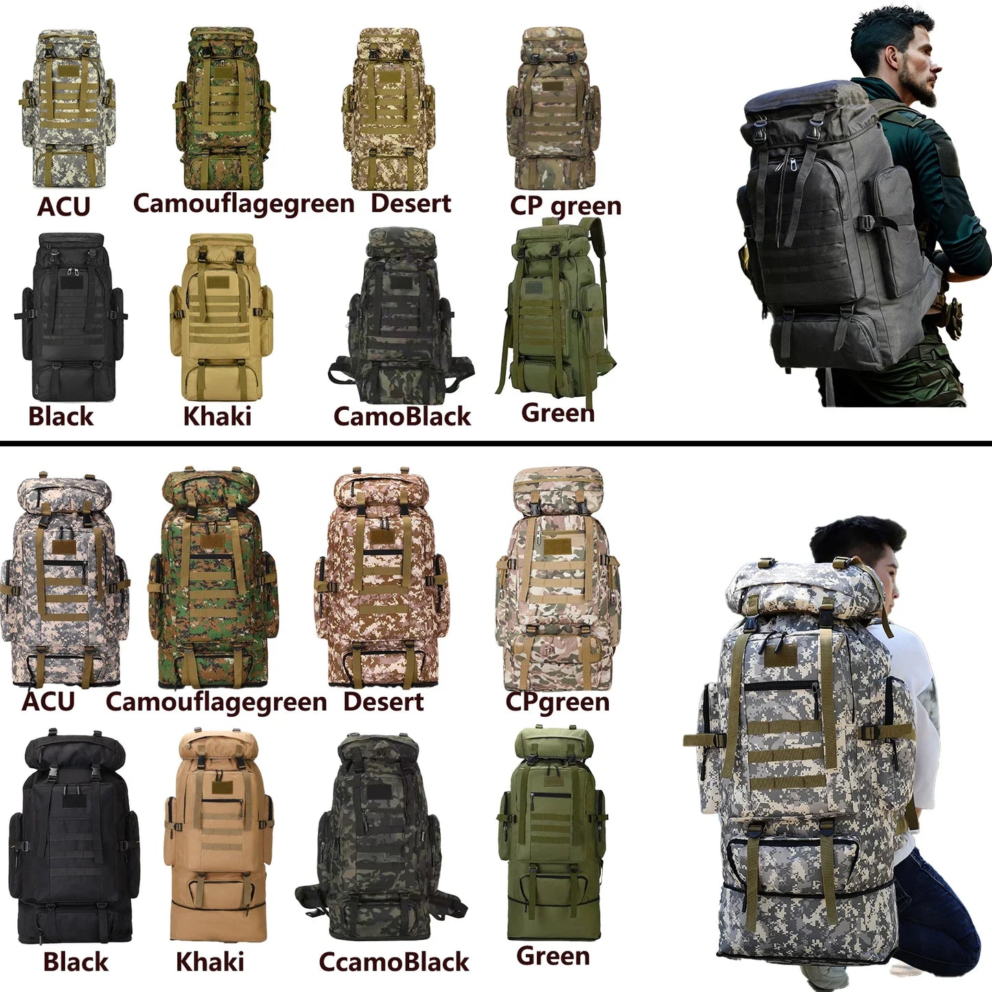 Sac à Dos Tactique 80L / 100L – Grand Volume pour Randonnée, Camping & Trekking - BLACKBEARD OUTDOOR INDUSTRIES