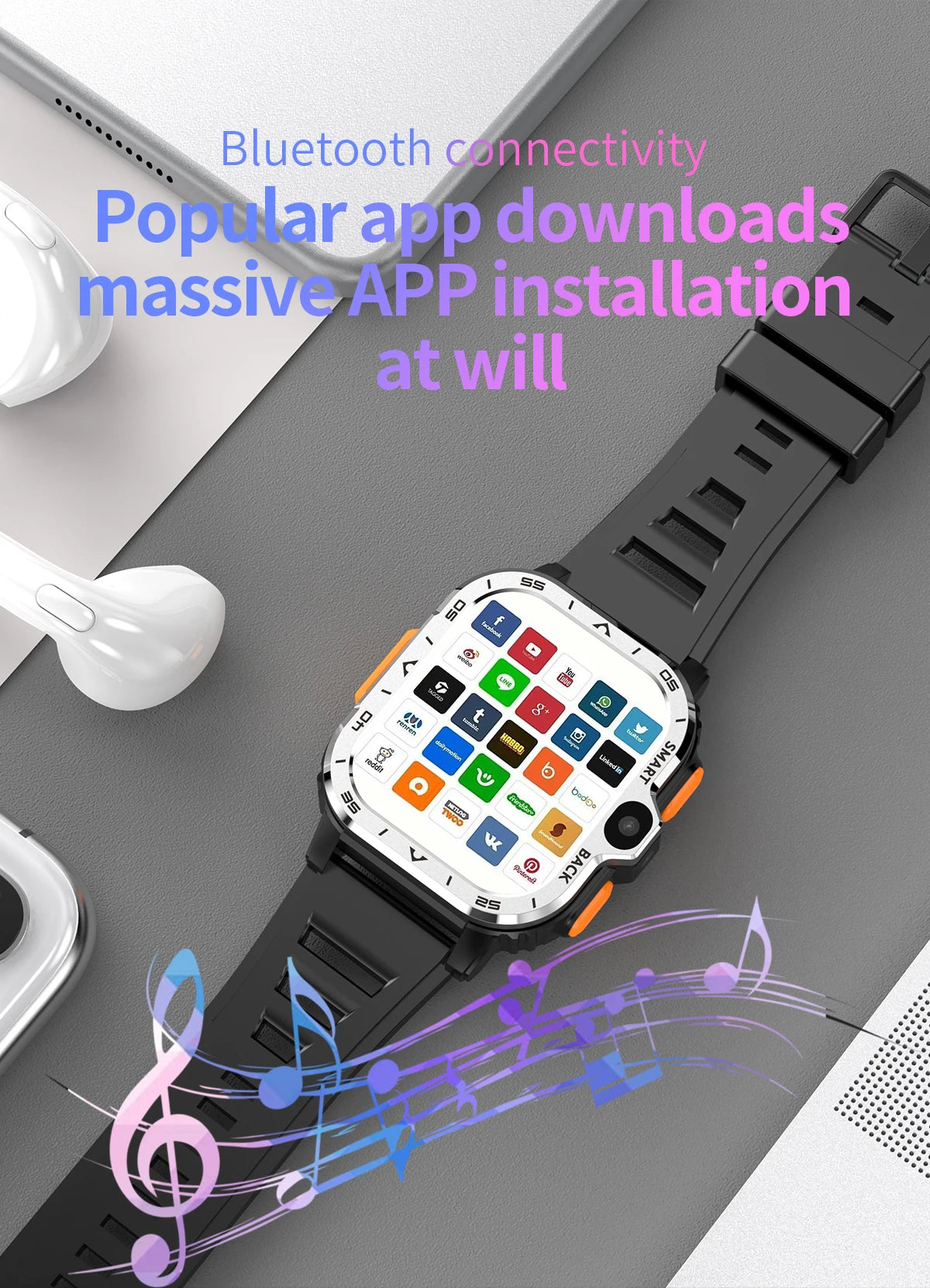 Montre Connectée VALDUS PGD Android – Écran 2,03", Double Caméra HD, 4G LTE, 64 Go ROM, NFC & WiFi - BLACKBEARD OUTDOOR INDUSTRIES