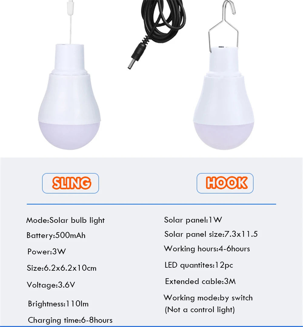 Lampe Solaire Portative à LED - Lampe Rechargeable pour Camping, Tente, Pêche Nocturne, Urgence et Énergie Solaire - BLACKBEARD OUTDOOR INDUSTRIES