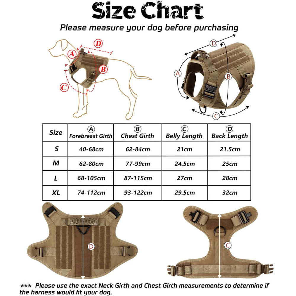 Harnais Tactique Militaire pour Grands Chiens – Harnais de Dressage Renforcé avec Poignée, Boucles Métalliques et Molle – Spécial Malinois, Berger Allemand, Bouledogue Français Ma boutique