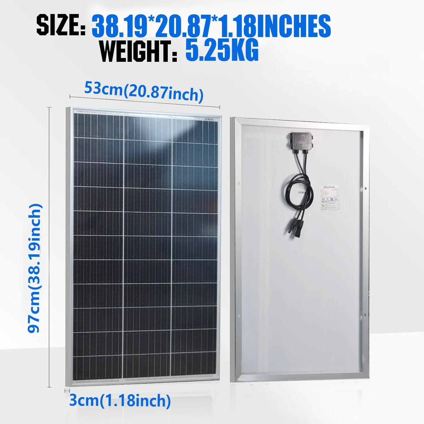 Panneau Solaire Rigide en Verre Monocristallin 100W – 18V - BLACKBEARD OUTDOOR INDUSTRIES