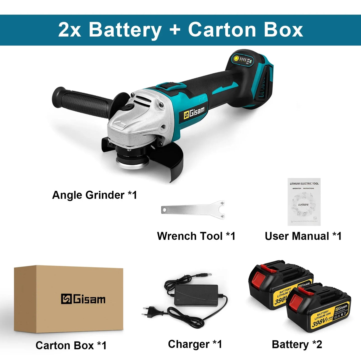 Meuleuse d’Angle Électrique Brushless 125 mm Gisam – Vitesse Variable – Compatible Batterie Makita 18V - BLACKBEARD OUTDOOR INDUSTRIES