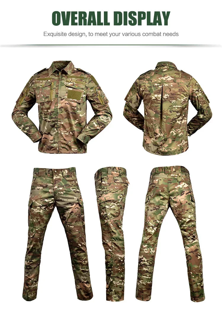 Set de Vêtements Tactiques BDU - Chemise et Pantalon Camouflage pour Entraînement en Plein Air, Randonnée, Chasse, Airsoft, Sniper, Combat, Ghillie Suit - BLACKBEARD OUTDOOR INDUSTRIES