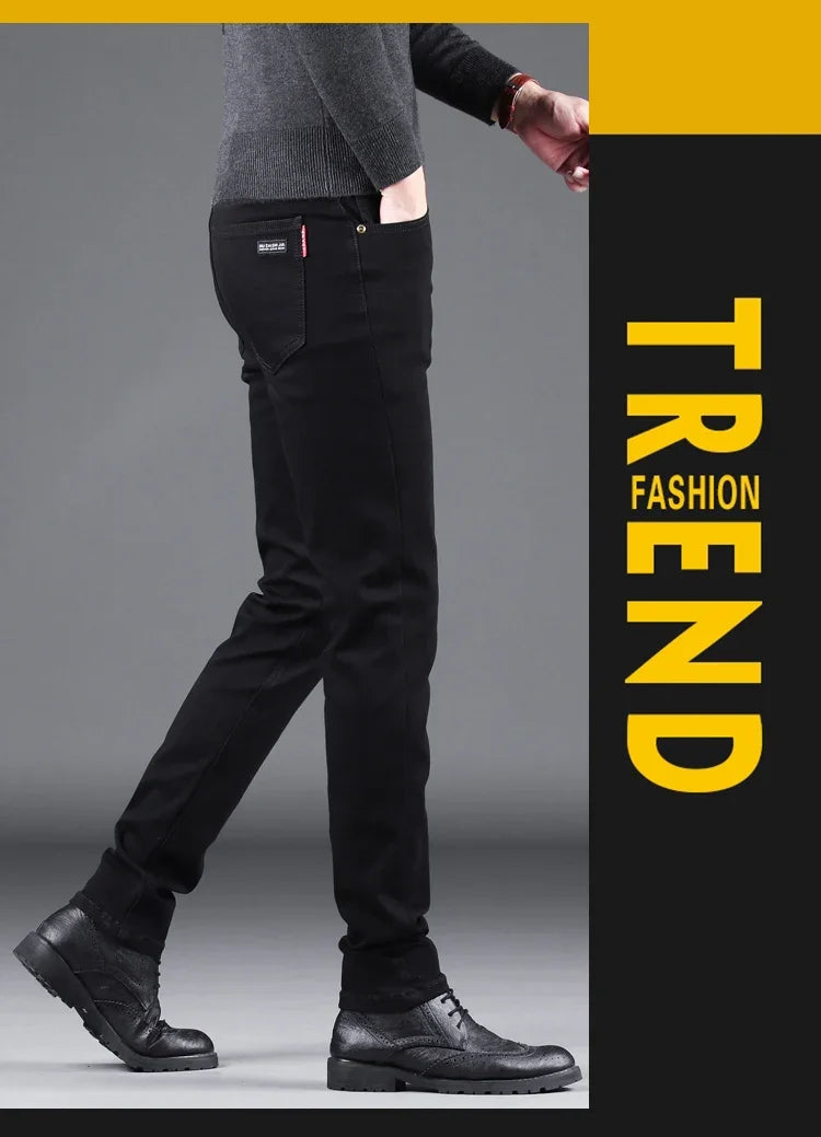 Jeans Slim Pure Black pour Homme - Élasticité, Coupe Droite, Mode Décontractée BLACKBEARD OUTDOOR INDUSTRIES