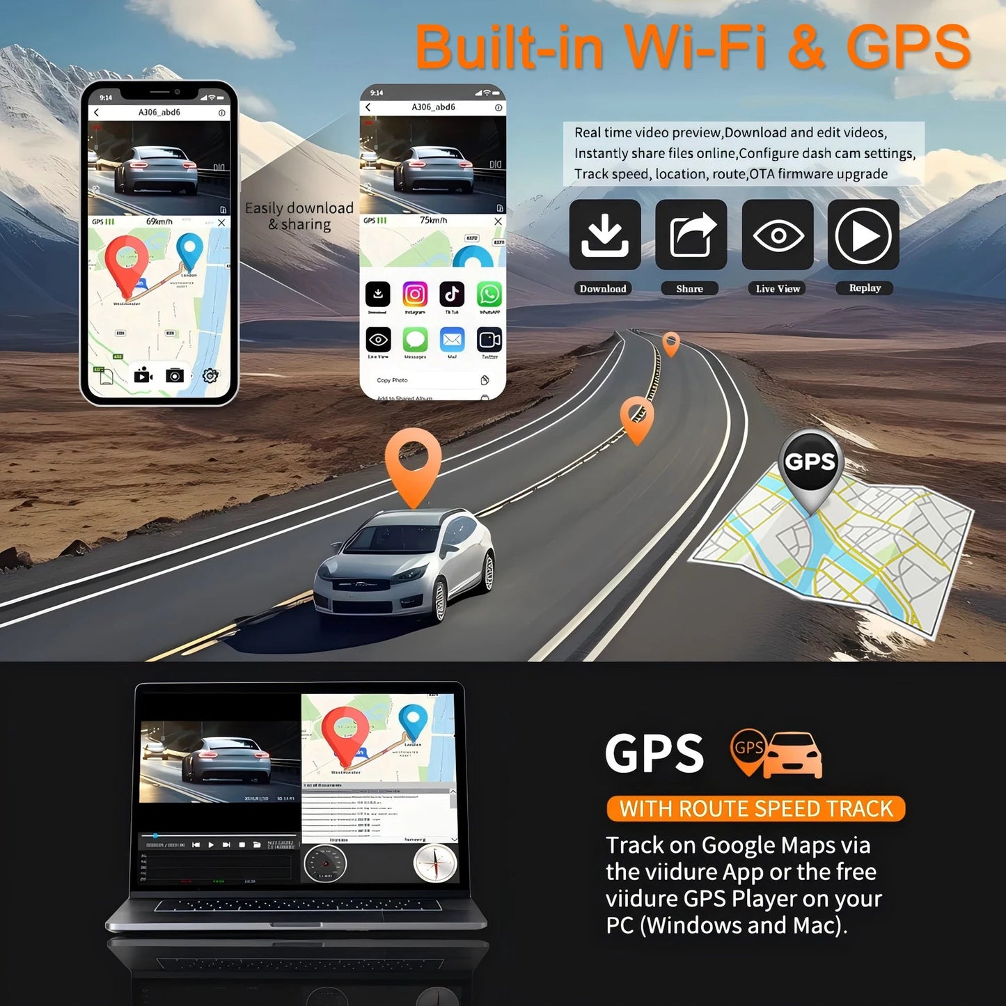 📷 Caméra Voiture 4 Canaux 1080P – GMAIPOP DVR avec Vision Nocturne, WiFi & Enregistrement 360° Ma boutique