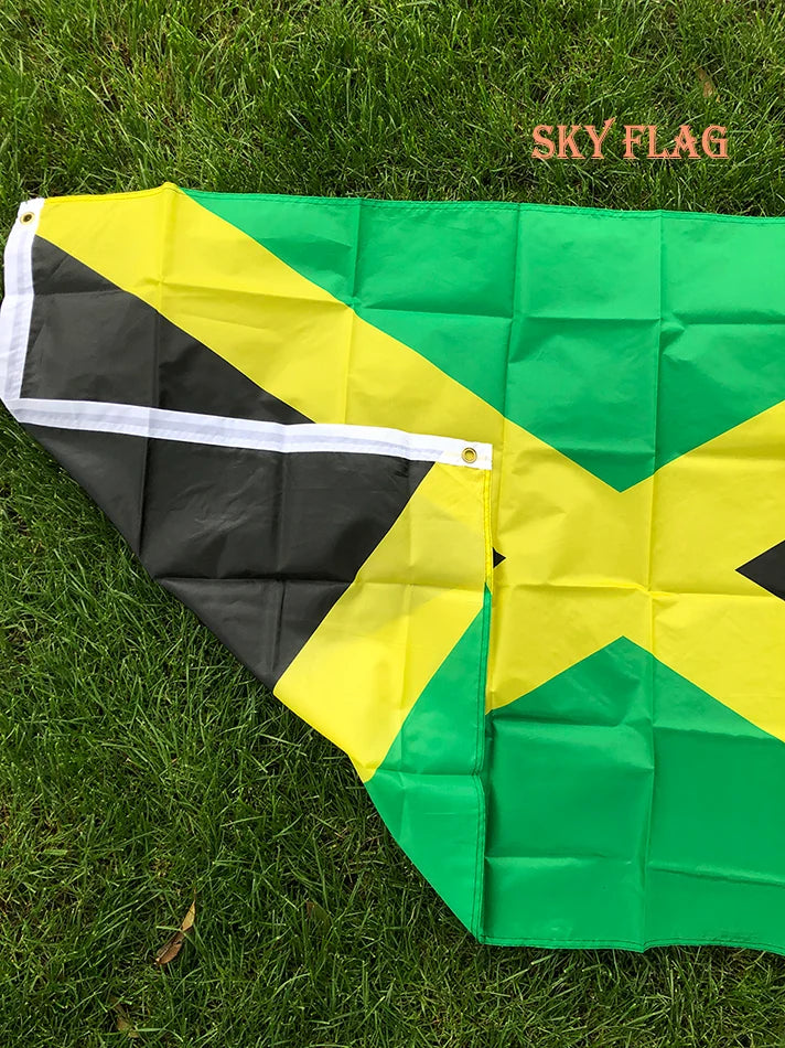 Drapeau National de la Jamaïque SKY FLAG 90X150cm – Drapeau en Polyester à Suspendre pour Décoration Intérieure et Extérieure BLACKBEARD OUTDOOR INDUSTRIES