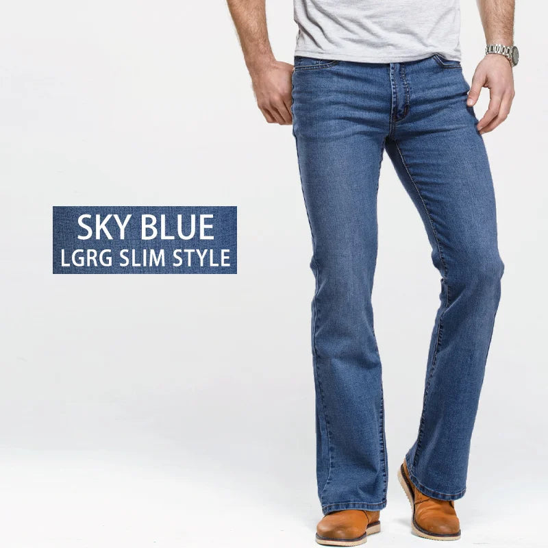 Jean Homme Bootcut Légèrement Évasé Slim Fit – Pantalon en Denim Stretch Classique, Bleu ou Noir, Tendance Designer BLACKBEARD OUTDOOR INDUSTRIES