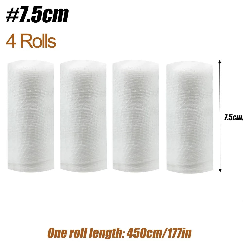 Bandages de Gaze Respirants - 4 Rouleaux - Fournitures de Premiers Secours Premium pour Aventuriers - Flexible - Bande de Pansement pour Soins des Plaies BLACKBEARD OUTDOOR INDUSTRIES