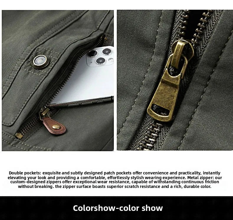 Autumn Winter Men's Cotton Thick Warm Fleece Jackets Stand Collar Fleece Lined Outdoor Workwear Warm Casual Style New Arrival BLACKBEARD OUTDOOR INDUSTRIES