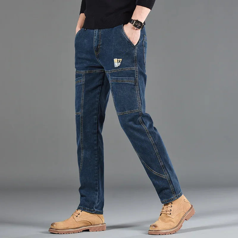 Jean Slim Fit Homme Style Coréen - Pantalon en Denim Élastique Gris Taille Moyenne BLACKBEARD OUTDOOR INDUSTRIES