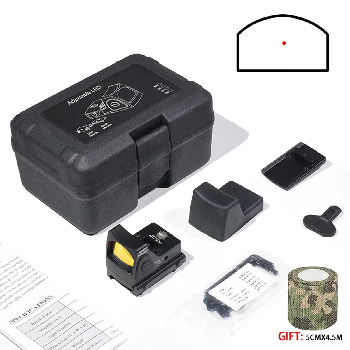 Viseur Point Rouge Tactique – Reflex Red Dot Sight 1x – Collimateur Optique pour Rail 20mm Ma boutique