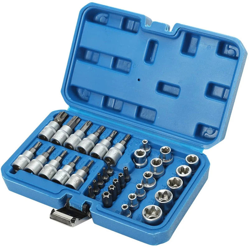 Set de 34 Pièces Douilles Torx Star & Embouts Sécurité – Mâle/Femelle E-Security - BLACKBEARD OUTDOOR INDUSTRIES