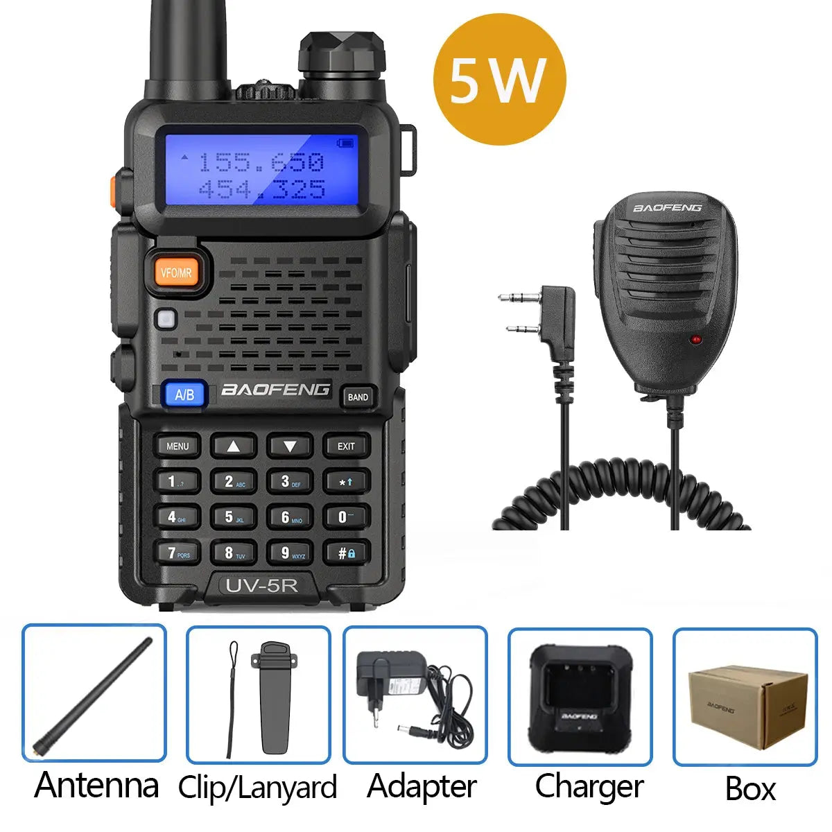 Baofeng UV-5R – Radio Bi-Bande VHF/UHF | 128 Canaux, Jusqu'à 15 km de Portée, Lampe LED et FM Ma boutique
