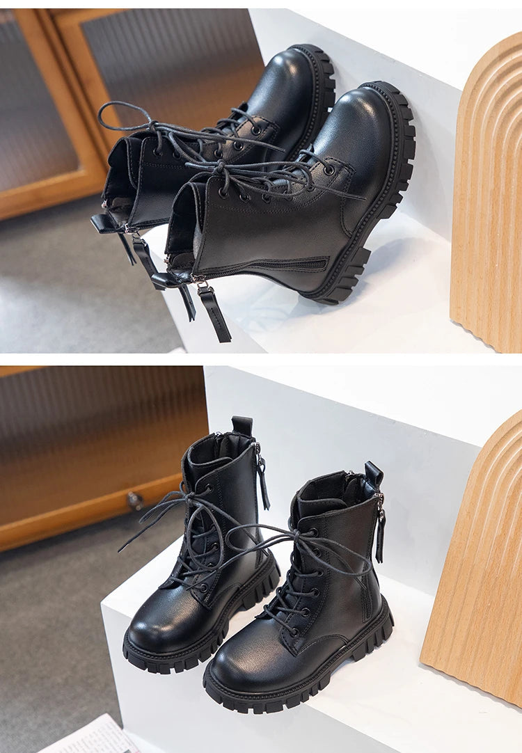 bottines fille cuir noir Ma boutique