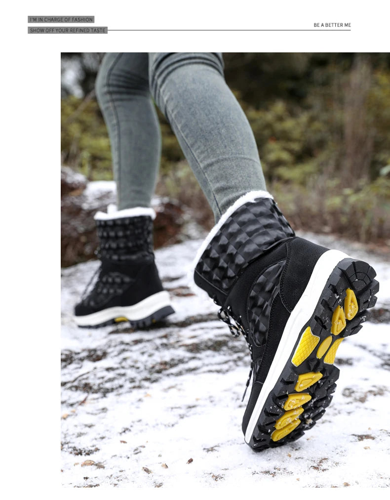 Bottes de Neige Femme Hiver 2024 – Sneakers Chaudes à Fourrure, Semelle Épaisse, Imperméables – Bottines Mi-mollet Outdoor - BLACKBEARD OUTDOOR INDUSTRIES