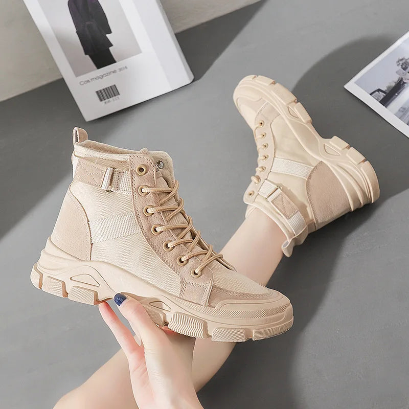 Bottines Femme en Toile – Style Désert & Moto – Hautes, Plates et Tendance – UXST - BLACKBEARD OUTDOOR INDUSTRIES