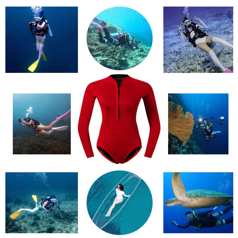 Combinaison Femme Néoprène 2 mm – Manches Longues Rose, Surf, Plongée, Snorkeling - BLACKBEARD OUTDOOR INDUSTRIES