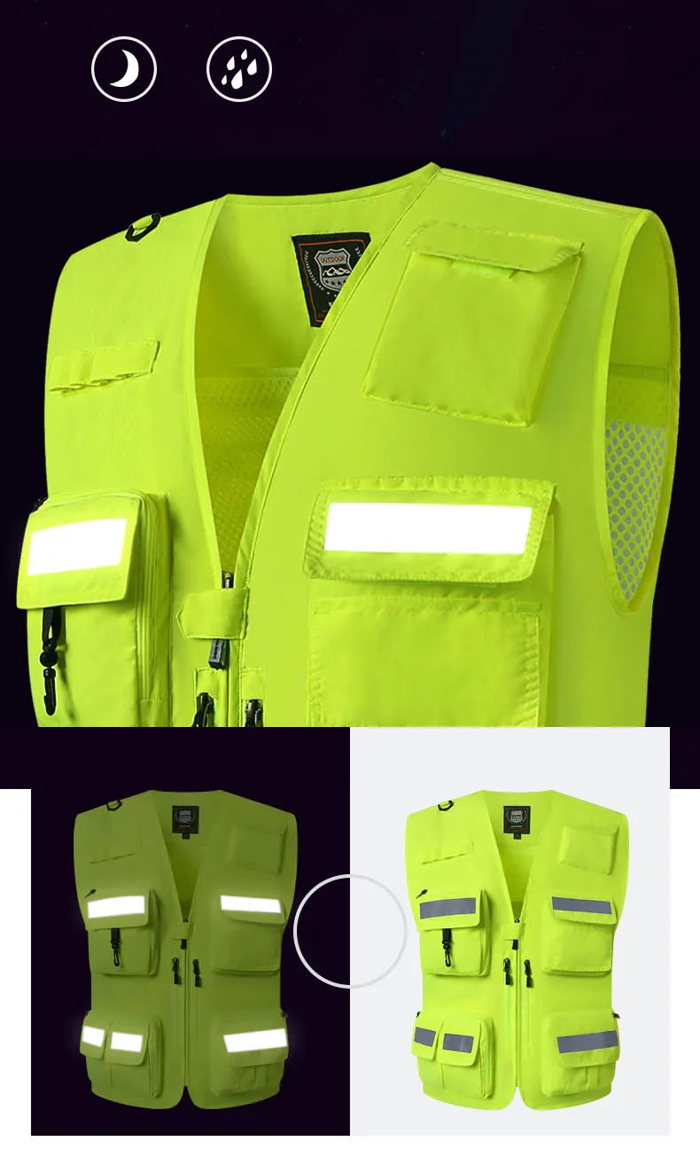 Gilet de Sécurité Réfléchissant Haute Visibilité - Veste de Travail Fluorescente pour Motocyclistes - BLACKBEARD OUTDOOR INDUSTRIES