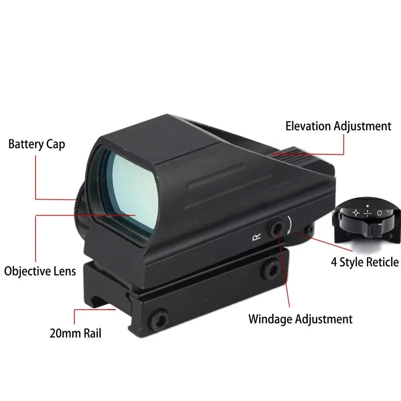 Viseur Reflex 1X40 HD101 Red Dot Sight — 4 Réticules Rouge/Vert pour Rail 11 mm ou 20 mm - BLACKBEARD OUTDOOR INDUSTRIES