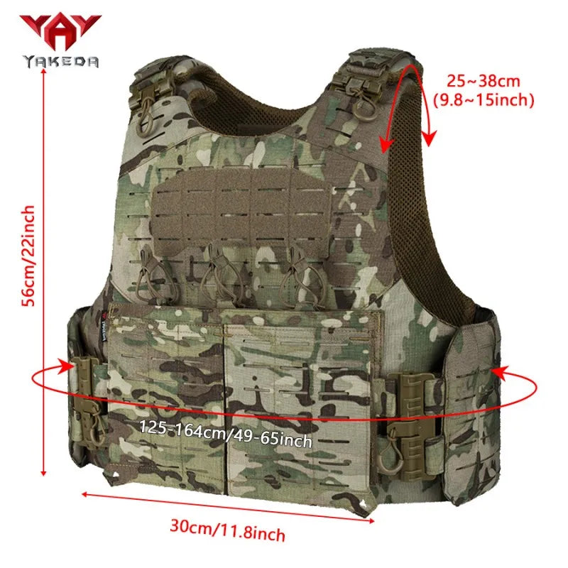 Gilet de Chasse Yakeda 1000D à Libération Rapide – Gilet Tactique Modulaire avec Système MOLLE Découpé au Laser et Poche Double et Triple pour Chargeurs BLACKBEARD OUTDOOR INDUSTRIES