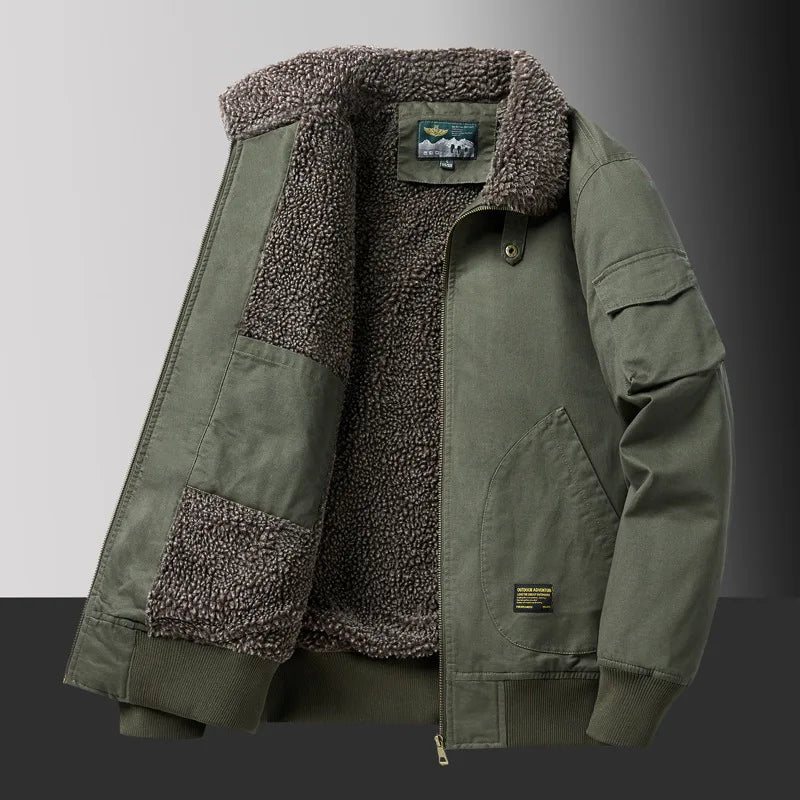 Veste d'Hiver Homme – Bombardier avec Doublure en Laine, Veste à Col Roulé, Manteau en Coton Chaud et Douillet – Parfaite pour les Voyages et le Travail BLACKBEARD OUTDOOR INDUSTRIES