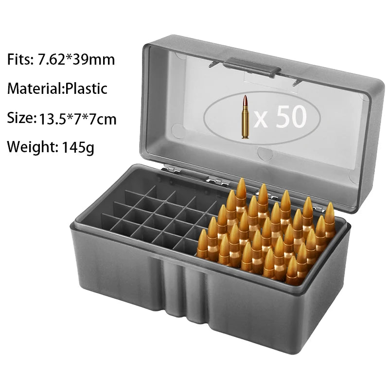 Boîte de Rangement pour Munitions – 50 ou 100 Coups | Calibres .223/5.56mm, 7.62x39mm, .38 Spé , 9mm Ma boutique