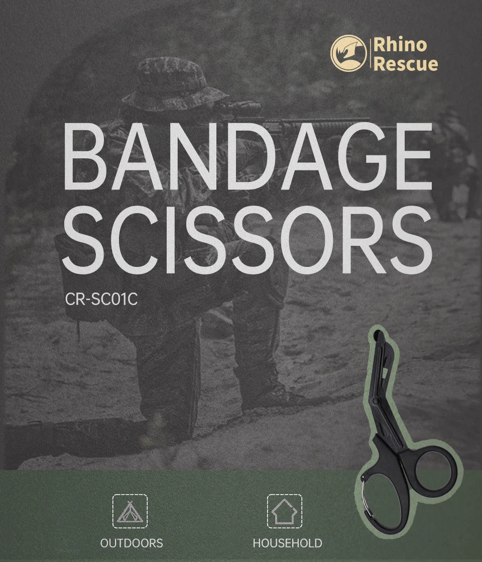 RHINO RESCUE - Ciseaux de Traumatologie 7,5" en Acier Inoxydable Premium avec Lames Anti-Adhésives et Revêtement Fluoré - 1 Pièce - BLACKBEARD OUTDOOR INDUSTRIES