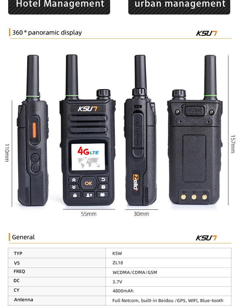 KSUT ZL18 Talkie-Walkie Professionnel 4G WiFi Zello POC — Communication Sans Limite - BLACKBEARD OUTDOOR INDUSTRIES