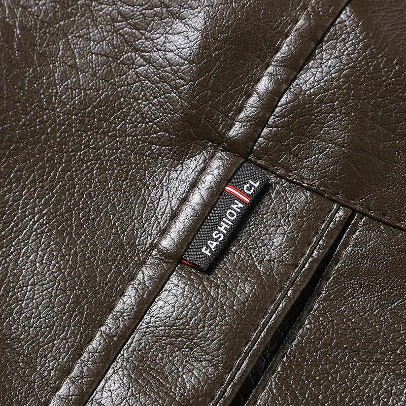 YJKVUR Men's Fleece-Lined Warm Faux Leather Jacket Waterproof Windproof Autumn Winter New Arrival Man Motorcycle Stylish Coat  BLACKBEARD OUTDOOR INDUSTRIES