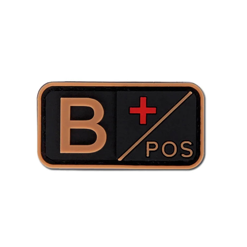 Patch Groupe Sanguin 3D PVC – A B AB O Rh + / - – Écusson Tactique Militaire Hook & Loop 5×2,5 cm - BLACKBEARD OUTDOOR INDUSTRIES