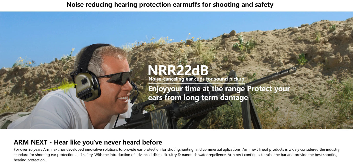 ARM NEXT F10 Casque Tactique Électronique de Protection Auditive – Atténuation du Bruit et Amplification des Sons pour Chasse et Tir BLACKBEARD OUTDOOR INDUSTRIES