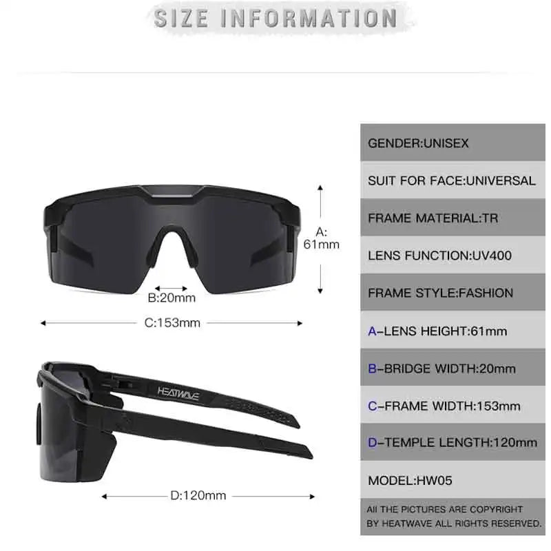 Lunettes de Soleil Sport AOZE Heat Wave – Unisexe – UV400 – Effet Miroir – Style Rectangulaire Oversize - BLACKBEARD OUTDOOR INDUSTRIES