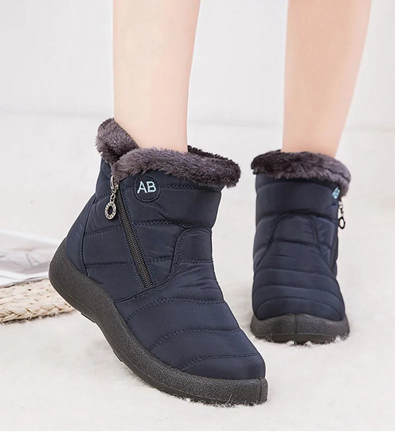 Bottines Hiver Femme Fourrées & Imperméables – Chaussures Chaudes à Talon Plat – Style Élégant & Confort – Neige / Froid - BLACKBEARD OUTDOOR INDUSTRIES