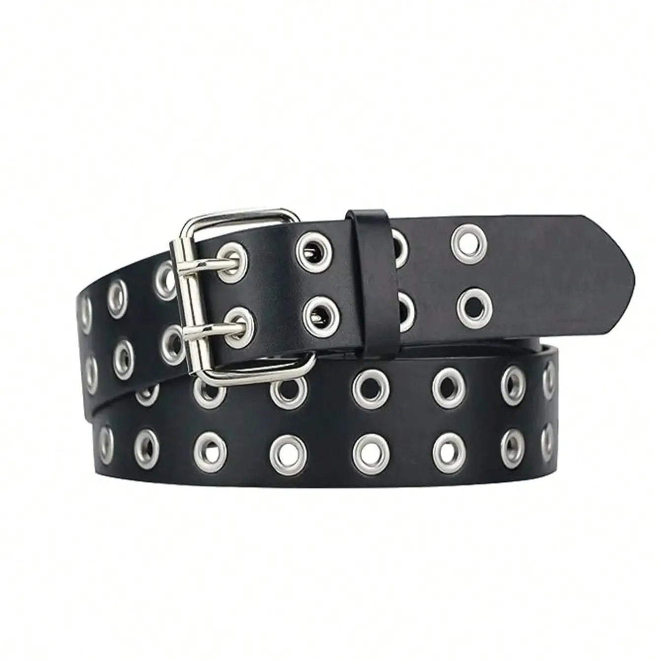 Ceinture Punk Noir en PU avec Rivets Métalliques – Ceinture de Mode Unisexe, Taille Ajustable, Accessoire Tendance pour Femmes (Longueur 110 cm) - BLACKBEARD OUTDOOR INDUSTRIES