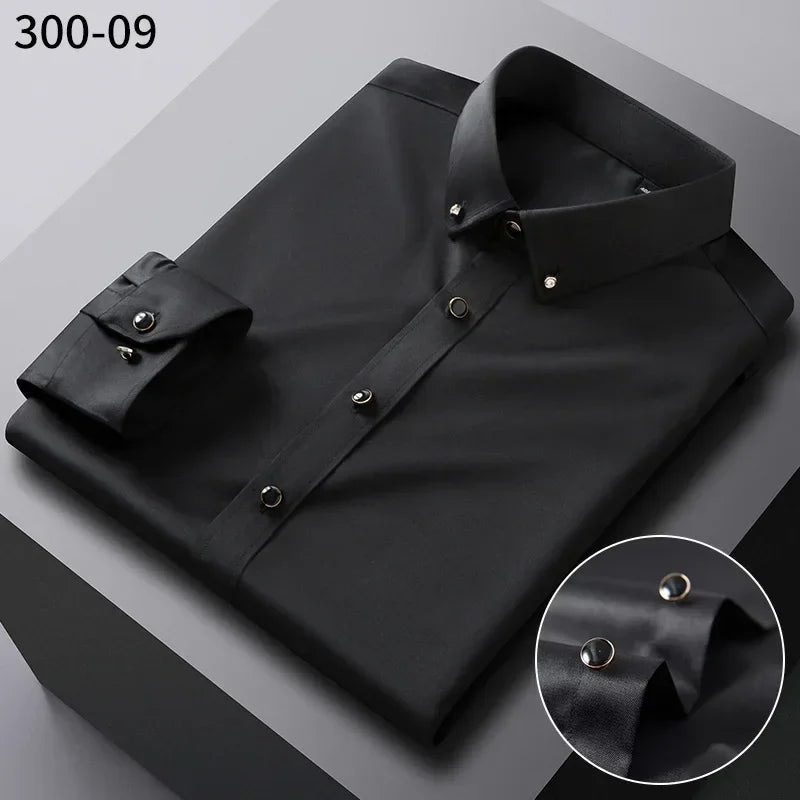 Chemise Homme de Qualité, Manches Longues, Élastique, Confortable et Anti-Retouche – Chemise Business Slim Fit Coréenne BLACKBEARD OUTDOOR INDUSTRIES