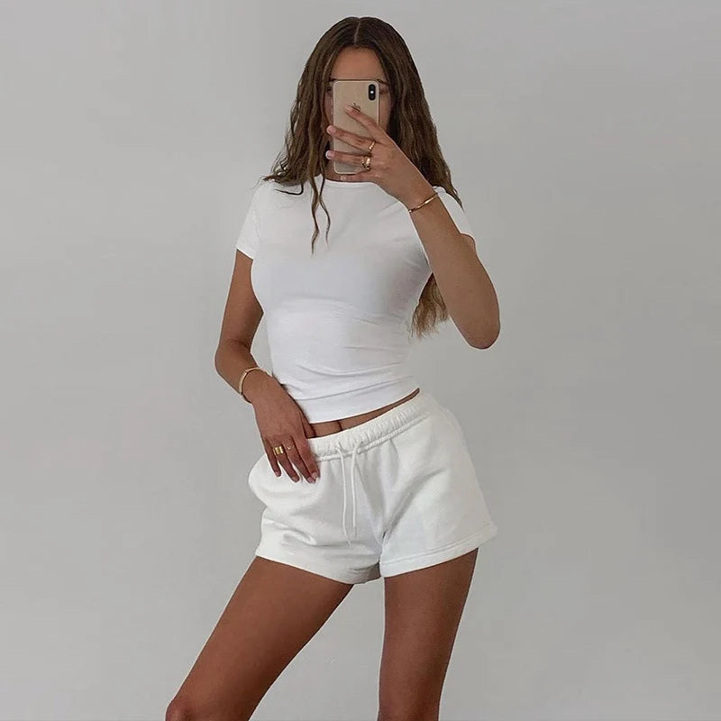 T-Shirt Court Femme Été 2025 | Col Montant – Uni, Extensible & Doux | Haut Basique Mode Casual - BLACKBEARD OUTDOOR INDUSTRIES