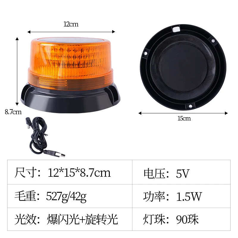 Lampe de Signalisation LED Solaire Rechargeable avec Rotation et Flash BLACKBEARD OUTDOOR INDUSTRIES