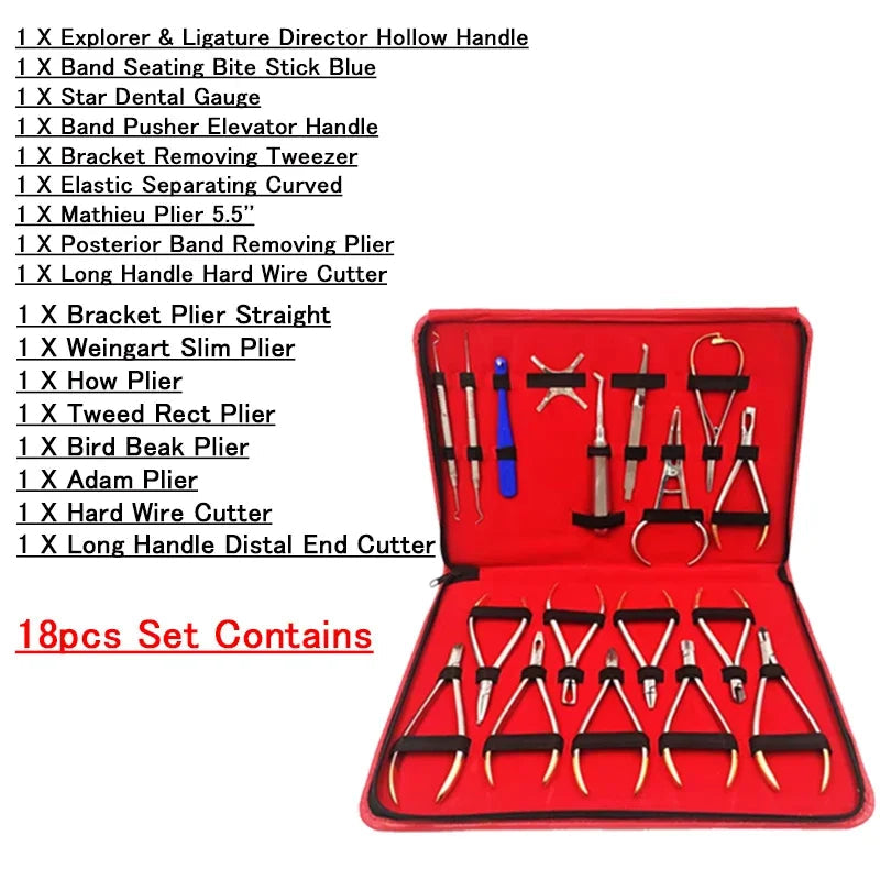 Kit Complet 18 Pièces d’Outils Orthodontiques avec Localisateur de Brackets TC – DENTOSEE Ma boutique