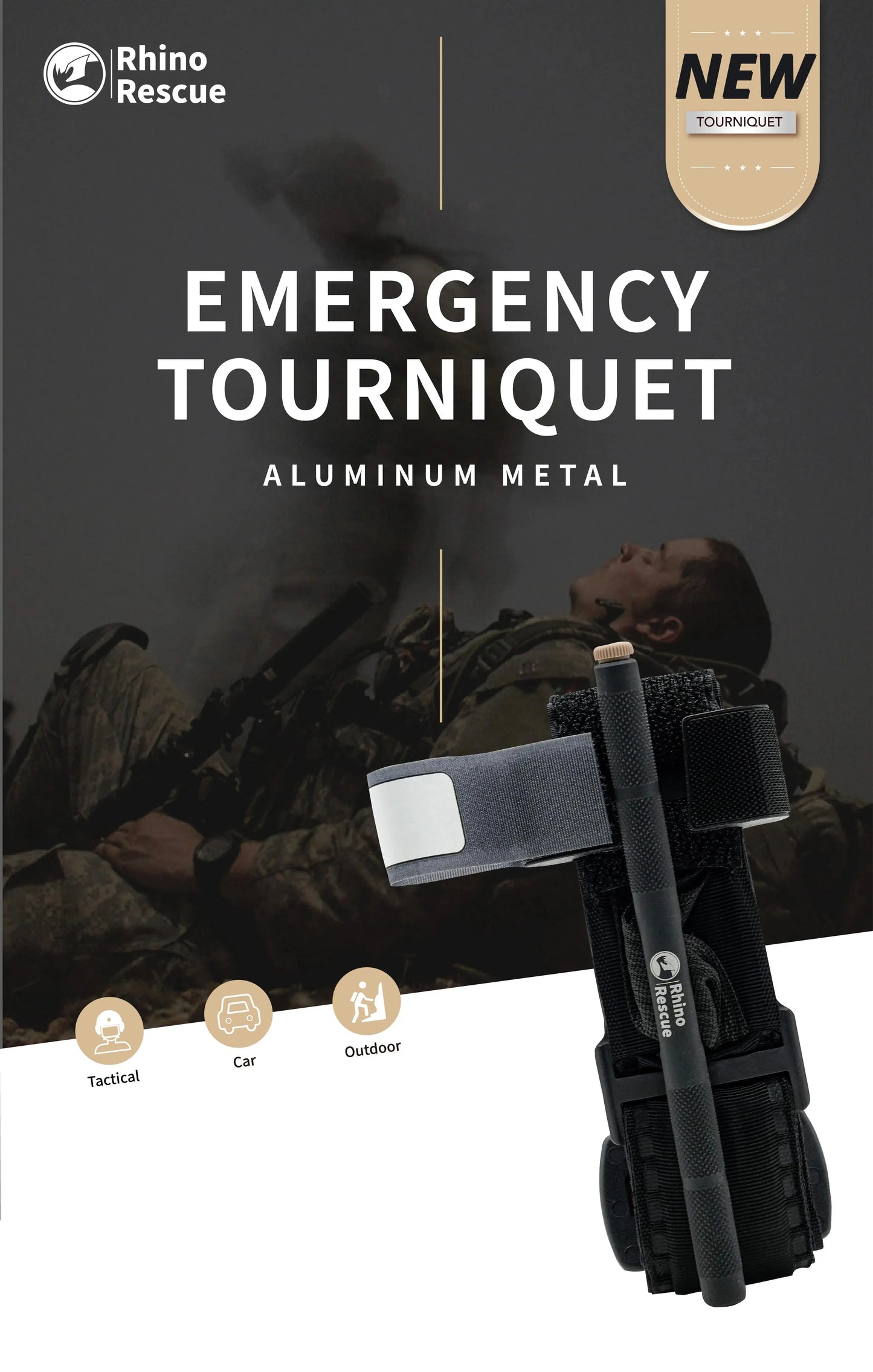 Rhino Rescue Tourniquet Tactical – Renforcé avec Tige Métallique et Suture Résistante Ma boutique