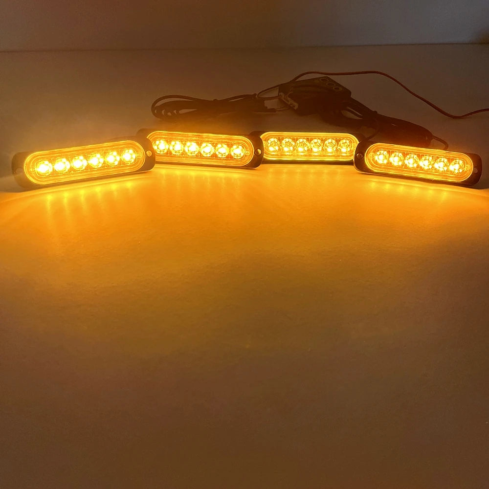 Éclairage de Calandre avant LED 12V/24V avec Lumières Stroboscopiques d'Alerte - Lampe de Signalisation Jaune et Blanche BLACKBEARD OUTDOOR INDUSTRIES