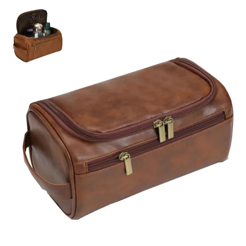 Trousse de Toilette en Cuir PU ou Toile – Grande Capacité & Accroche Murale | Unisexe, Idéale pour les Voyages - BLACKBEARD OUTDOOR INDUSTRIES