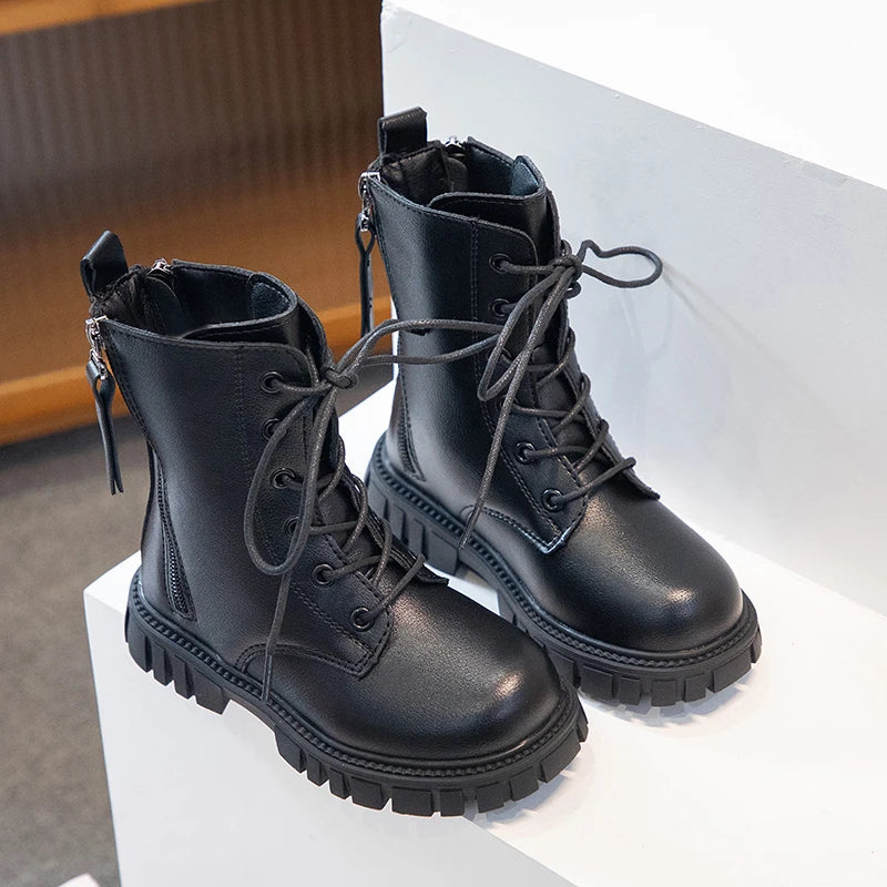 bottines fille cuir noir Ma boutique