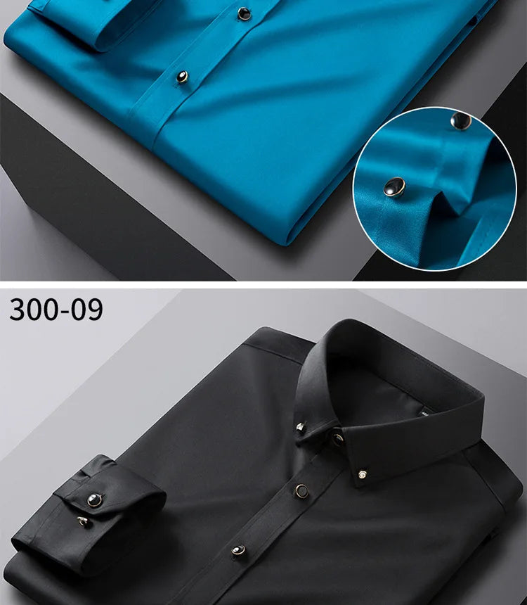 Chemise Homme de Qualité, Manches Longues, Élastique, Confortable et Anti-Retouche – Chemise Business Slim Fit Coréenne BLACKBEARD OUTDOOR INDUSTRIES