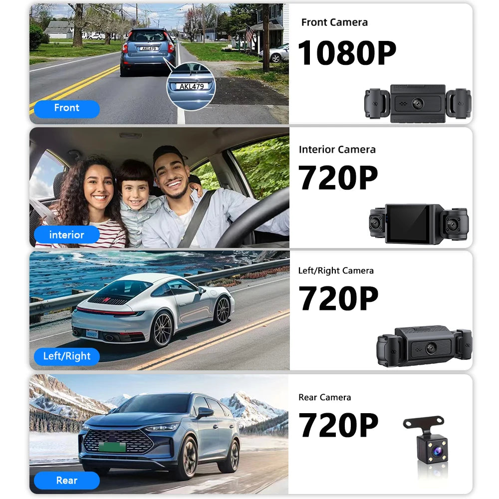 dashcam 4 canaux couverture panoramique à 360° haute définition 1080P Ma boutique