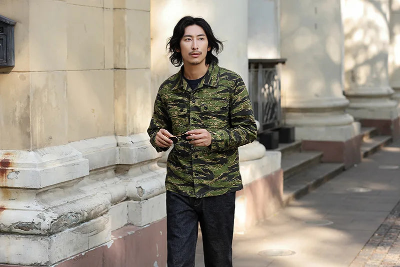 Chemise Camouflage Homme – Style Rayures Tigre | Manches Longues | Multi-poches | Casual & Workwear - BLACKBEARD OUTDOOR INDUSTRIES